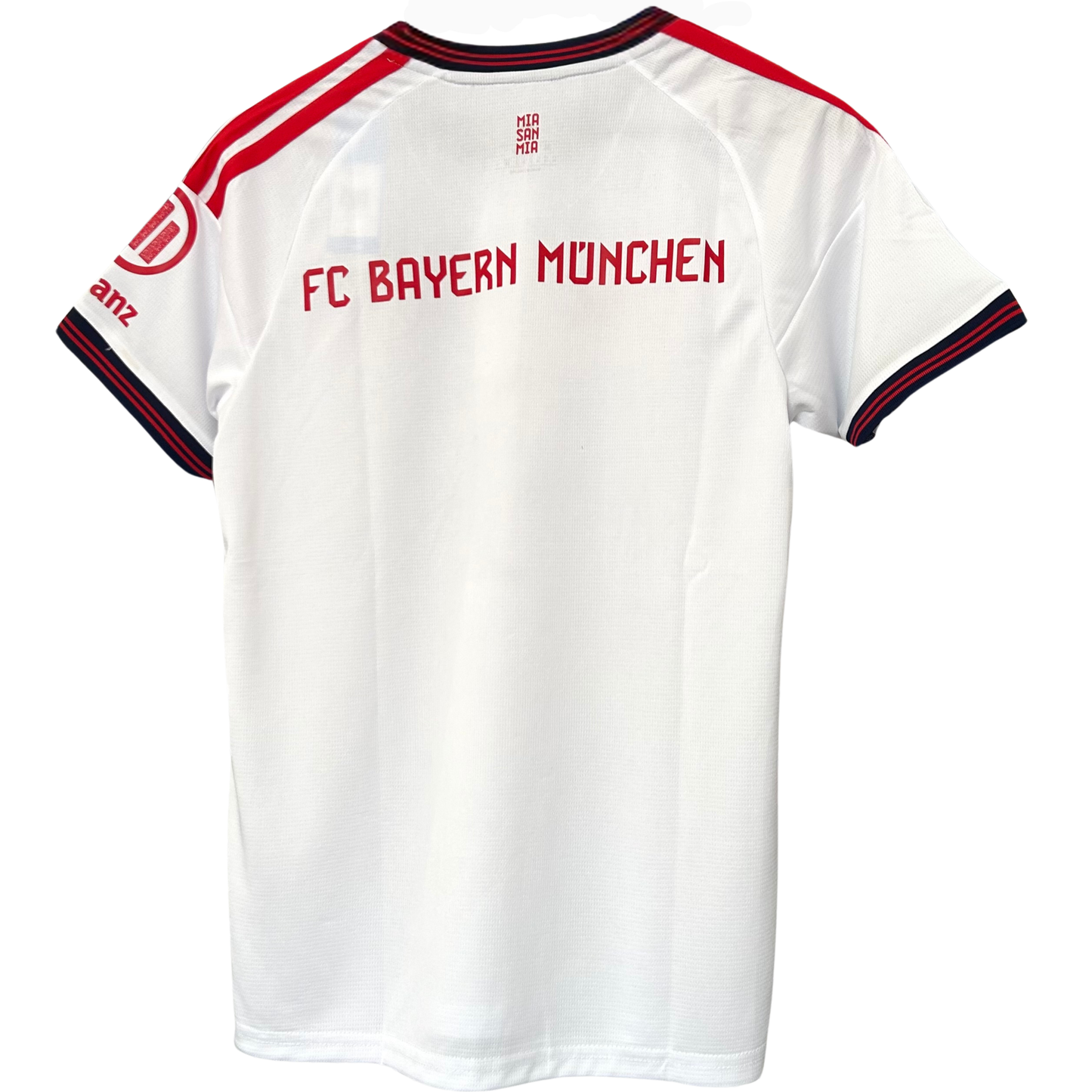 Bayern Munich away kit 2026/27 by ELVN, featuring the team's jersey with blue and white design and club logo.