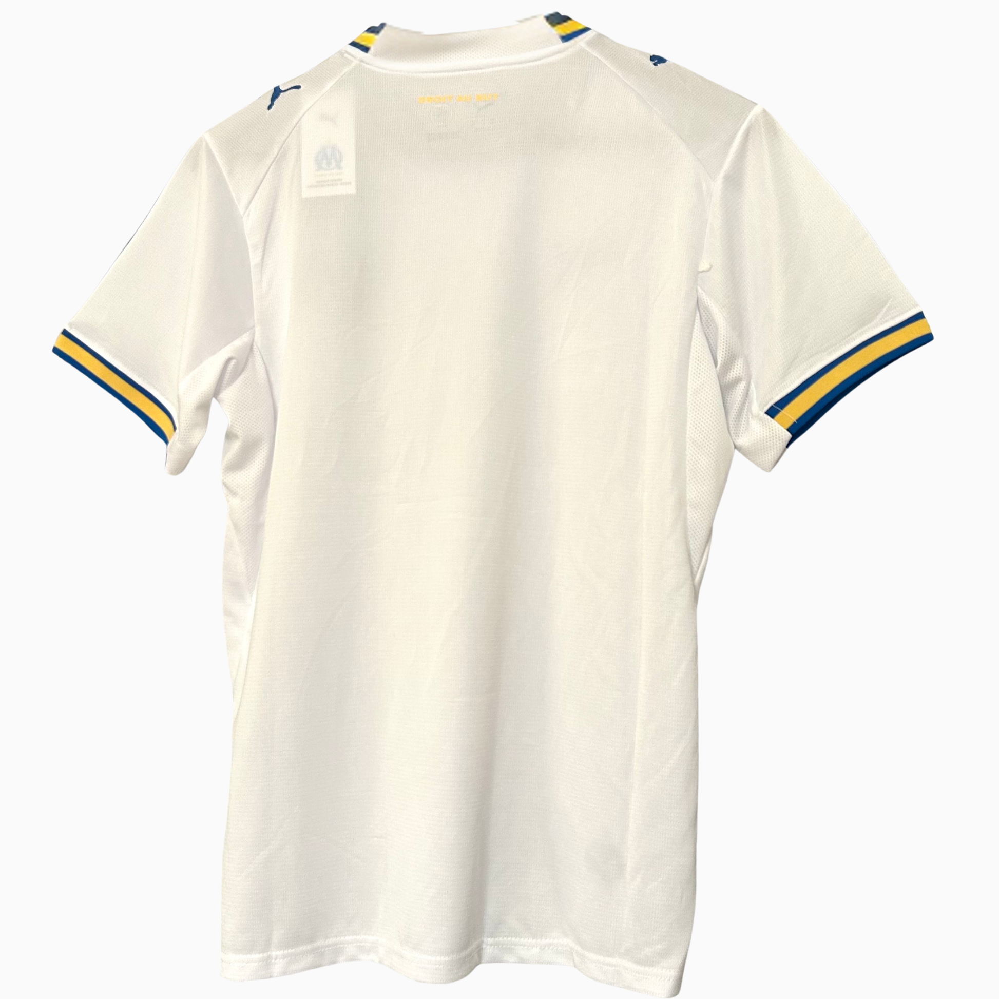 ELVN Olympique Marseille home kit 2026/27 football jersey with team logo and sponsor details, featuring blue and white design.