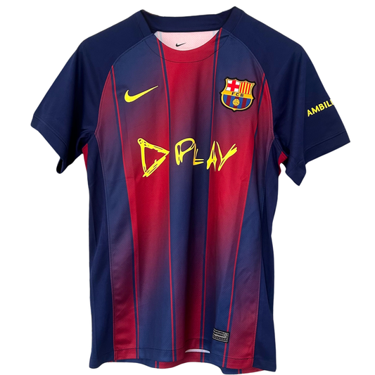 FC Barcelona x Ed Sheeran kit by ELVN featuring team logo and Ed Sheeran graphic on the football jersey.