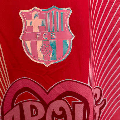 FC Barcelona x Karol G kit by ELVN featuring team logo and vibrant design, perfect for fans of the football club and music artist.