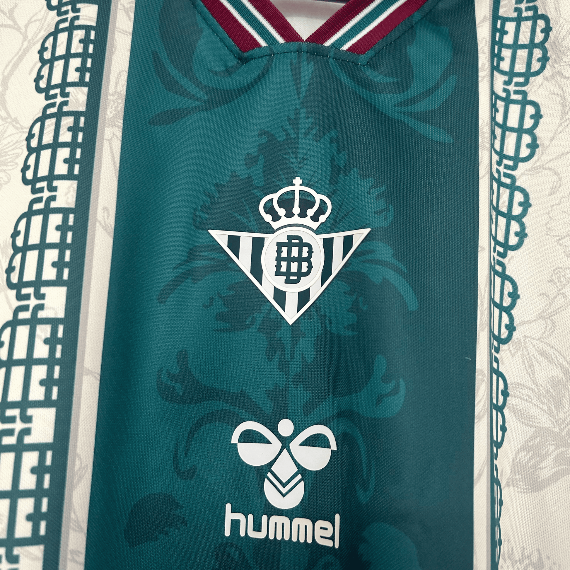 Real Betis heritage kit by ELVN, featuring green and white striped jersey with club crest and authentic team details.