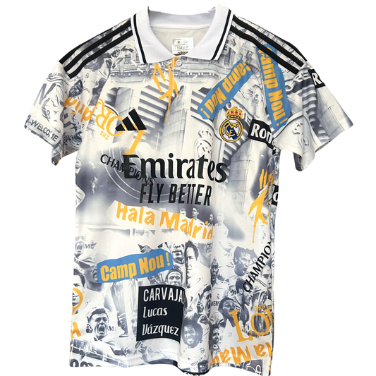 Real Madrid graffiti kit by ELVN featuring spray paint cans, stencils, and accessories for customizing team-themed artwork.