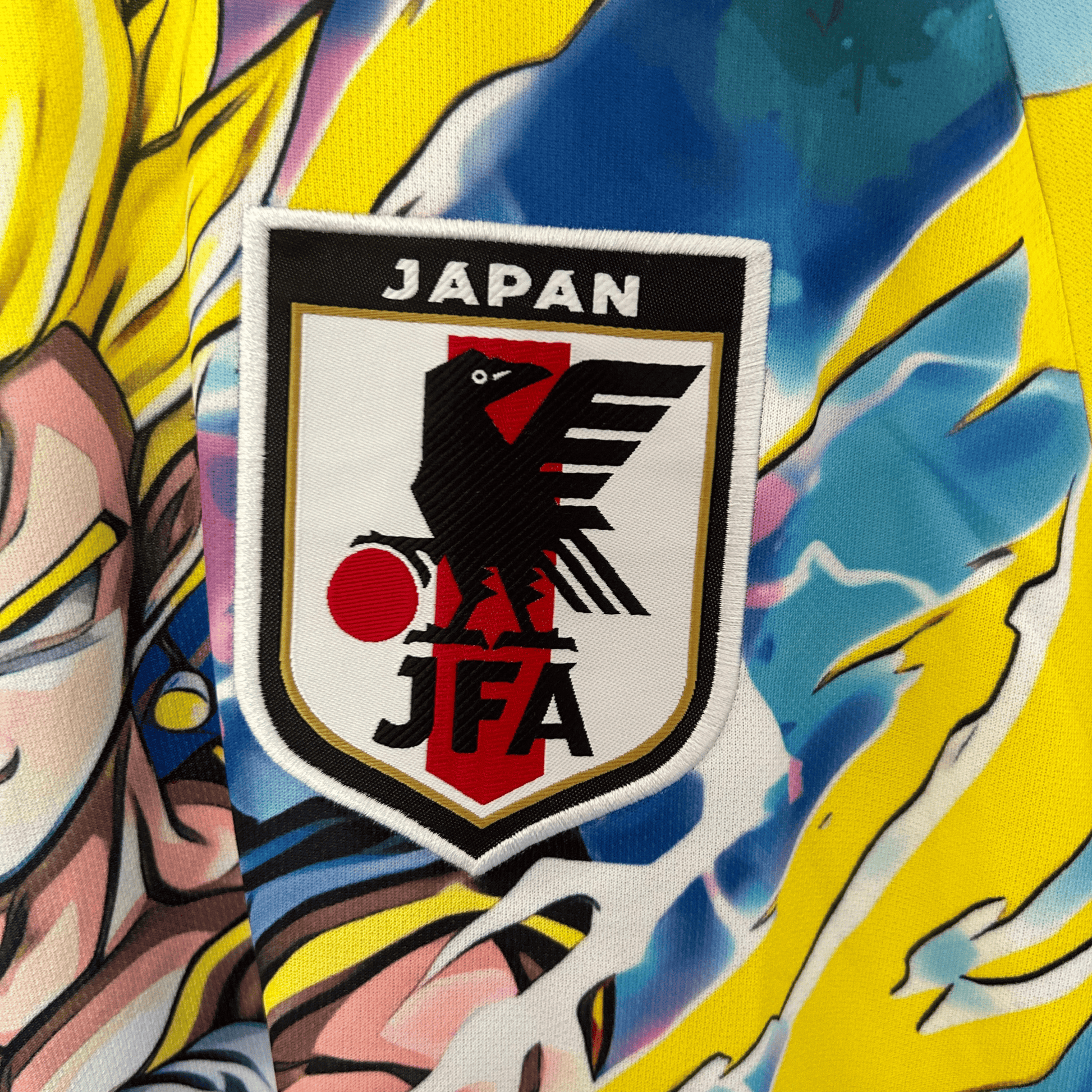 ELVN Japan Super Saiyan Kit featuring vibrant yellow and blue costume with spiky hair and accessories inspired by anime superhero style.