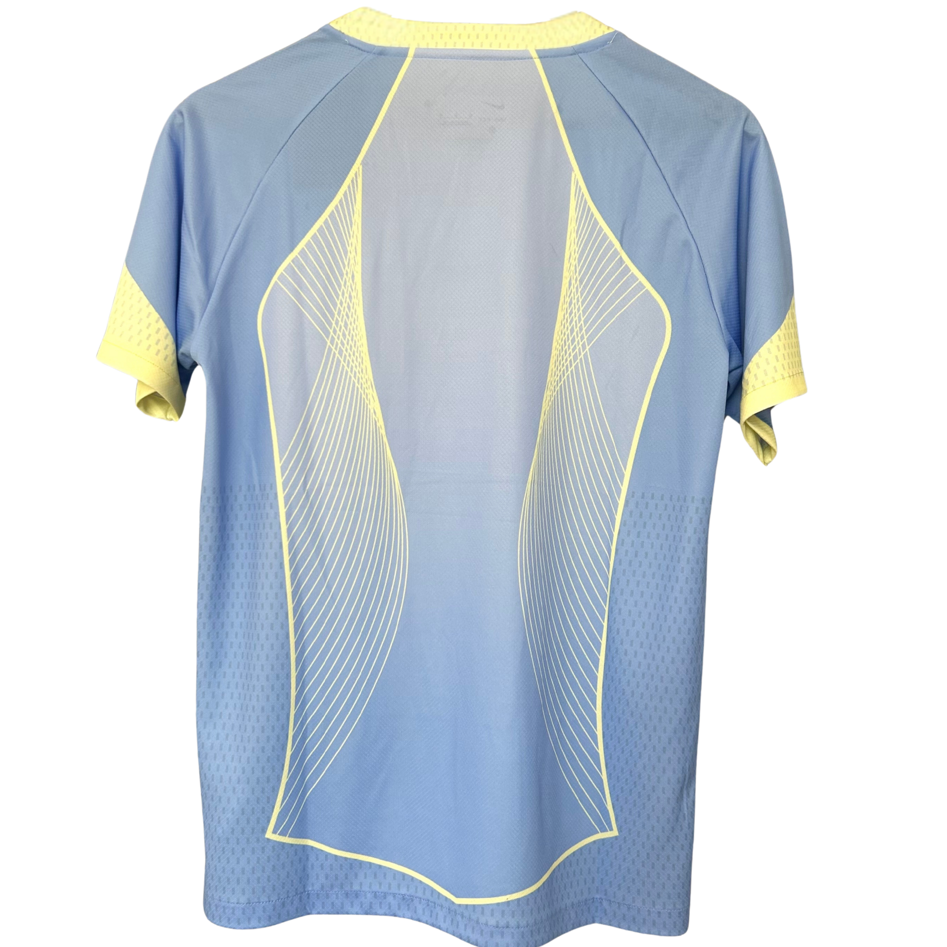 Elvn FC Barcelona light blue football kit featuring the team crest and matching shorts, designed for fans and players.