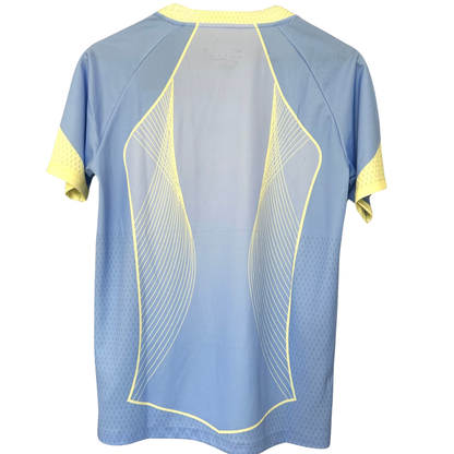 Elvn FC Barcelona light blue football kit featuring the team crest and matching shorts, designed for fans and players.