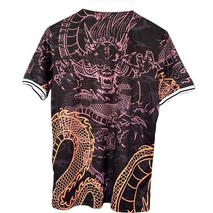 Real Madrid Dragon Kit by ELVN featuring team jersey with dragon design and matching shorts, ideal for soccer fans and players.
