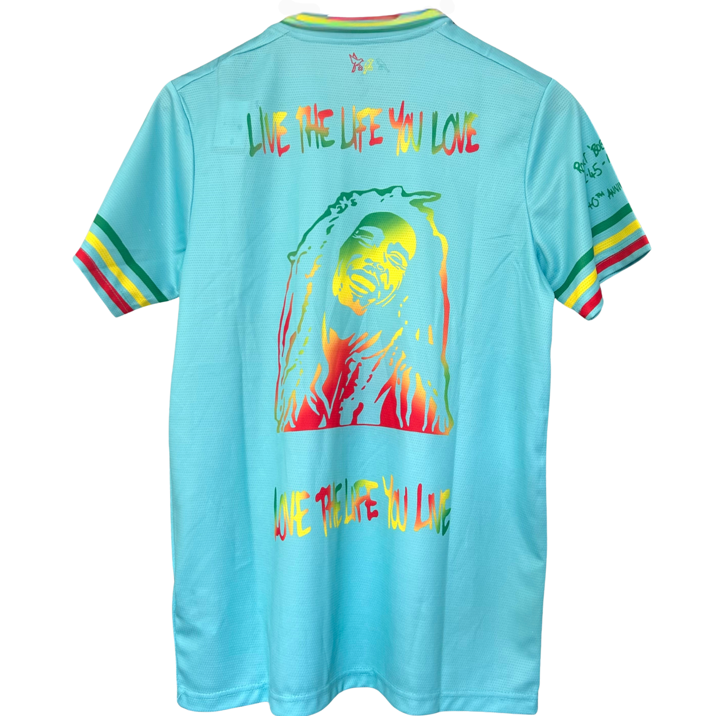 ELVN AJAX X Bob Marley Amsterdam kit featuring branded apparel and accessories with vibrant colors and iconic reggae artwork.