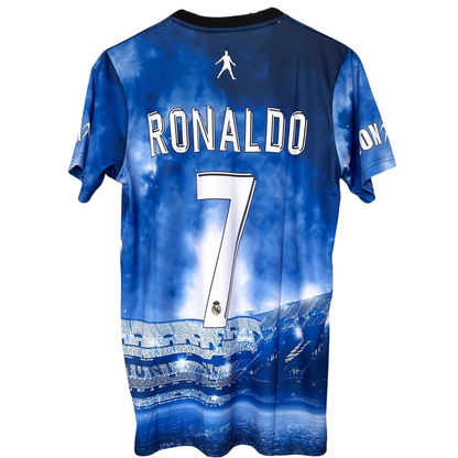 Real Madrid CR7 Warrior Kit by ELVN, featuring a soccer jersey with team logo and Cristiano Ronaldo branding.