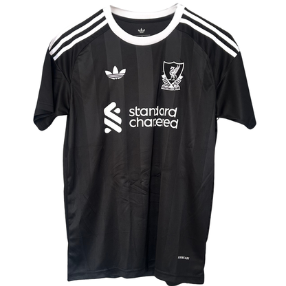 Liverpool third goalkeeper kit 2025/26 by ELVN featuring the team’s logo, vibrant green jersey, and matching shorts.