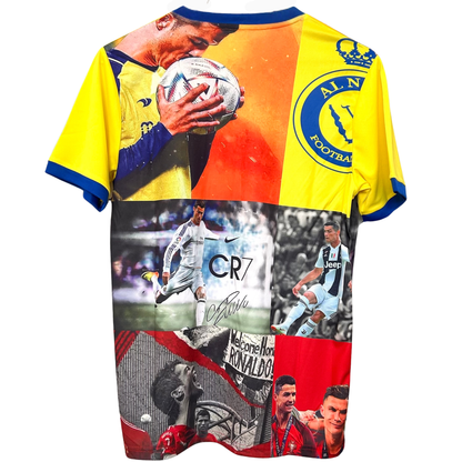 ELVN Ronaldo Legacy Kit featuring a soccer jersey with Ronaldo's name and number, displayed on a plain background.