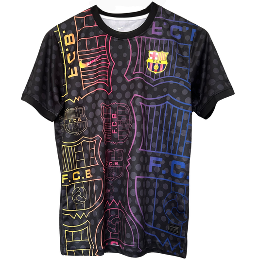 FC Barcelona neon crest kit by ELVN featuring a vibrant neon-style crest design on a dark background.