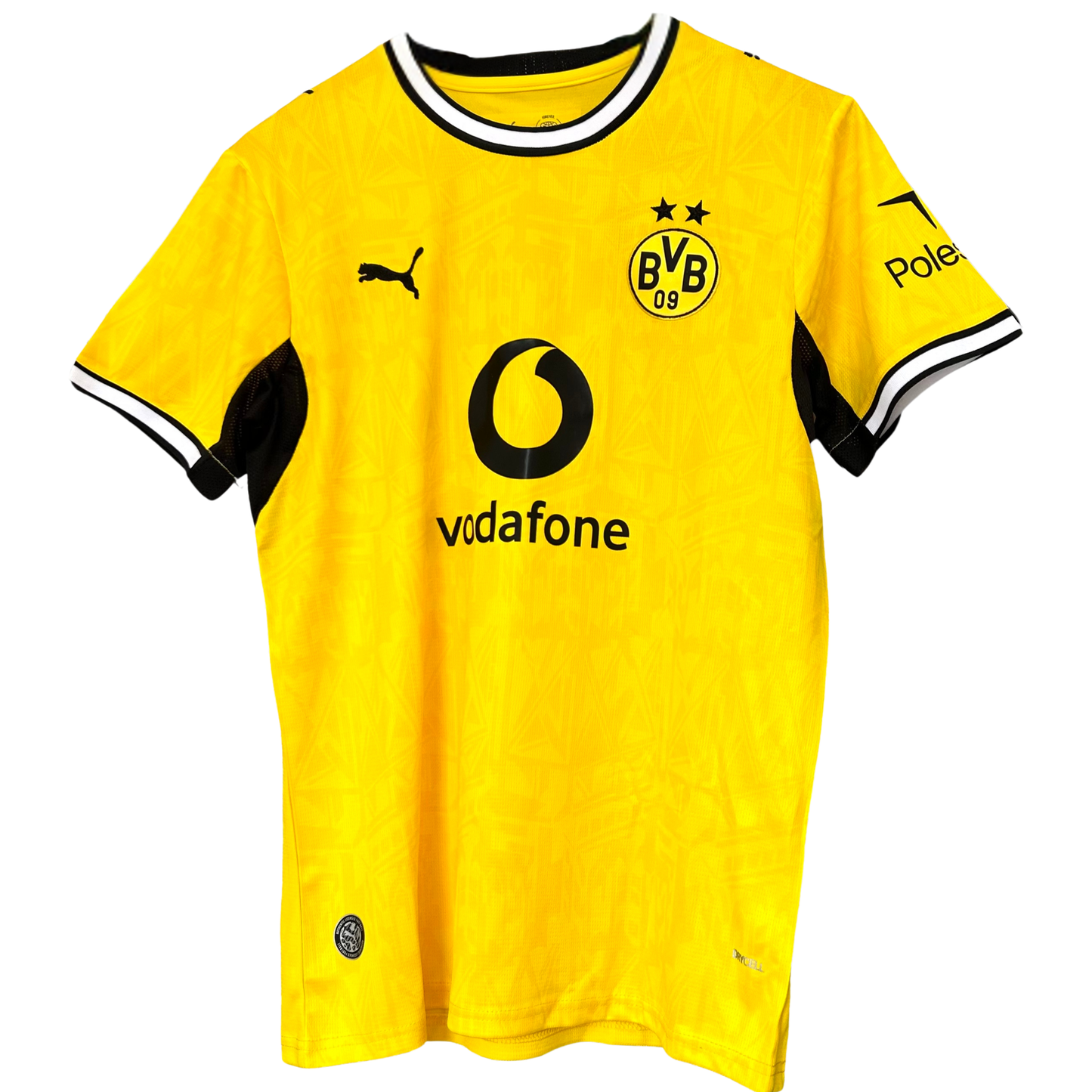 ELVN Borussia Dortmund home kit 2026/27 jersey with club crest, featuring yellow and black design and team sponsor logo.