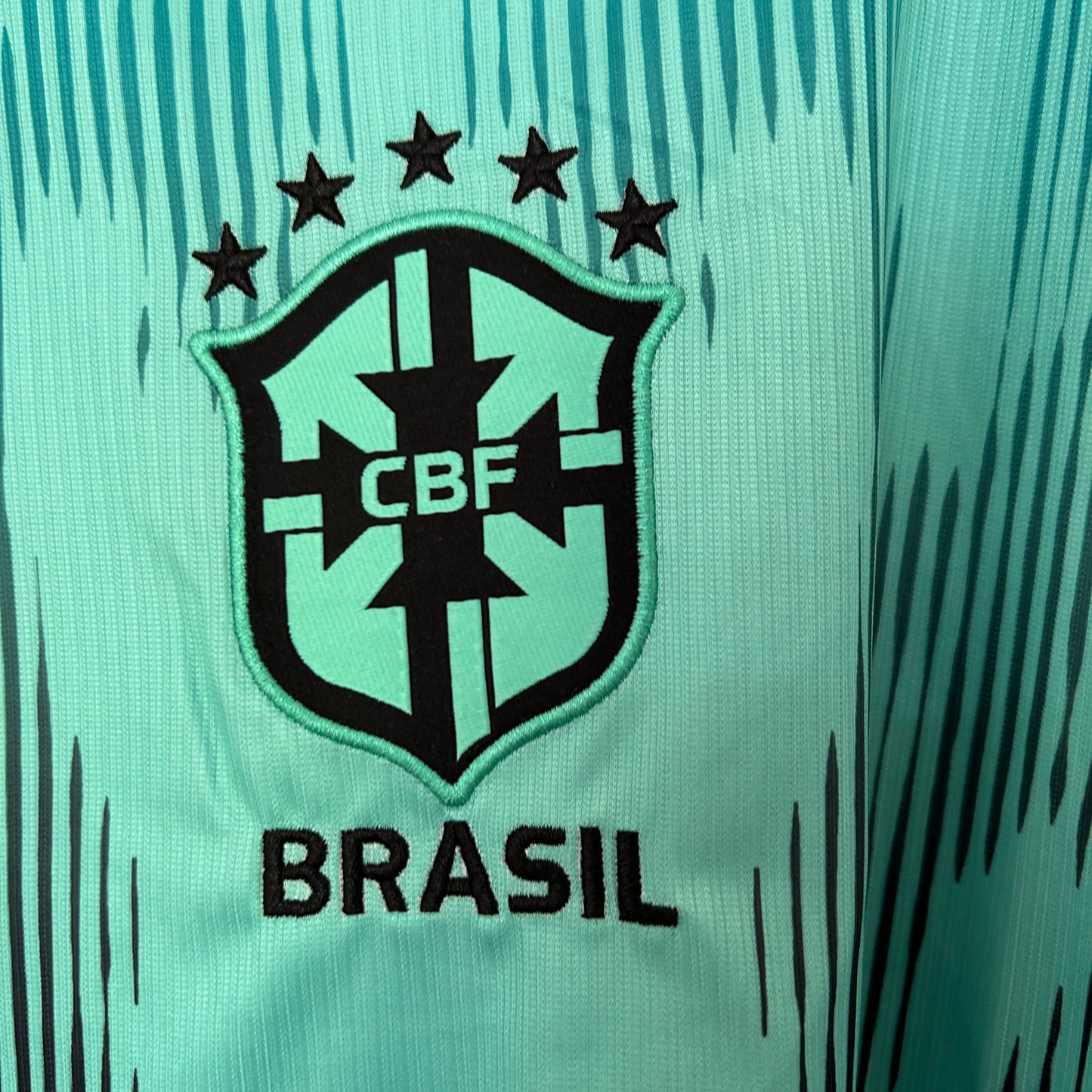 Elvn Brazil X Jordan goalkeeper kit featuring a green jersey with Brazil and Jordan logos, designed for soccer goalkeepers.