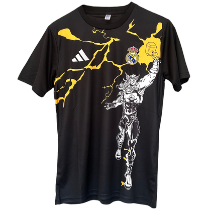 ELVN Marvel Avengers kit featuring Real Madrid-themed superhero costume with Marvel Avengers logo and detailed design.