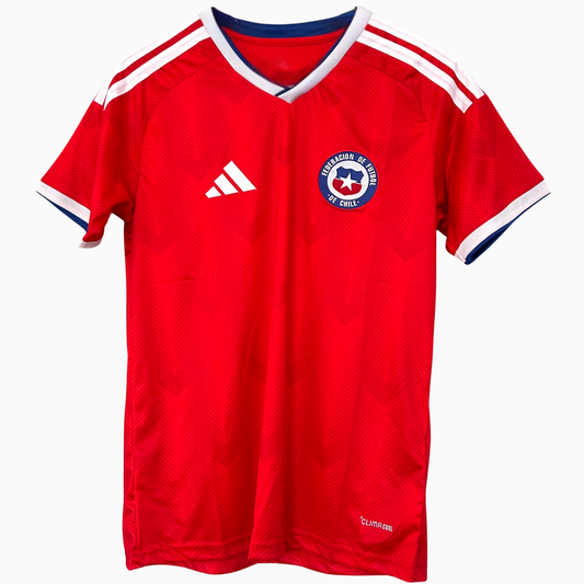 Elvn Chile Home Kit 2026 soccer jersey with team logo and red and white design, displayed on a flat surface.