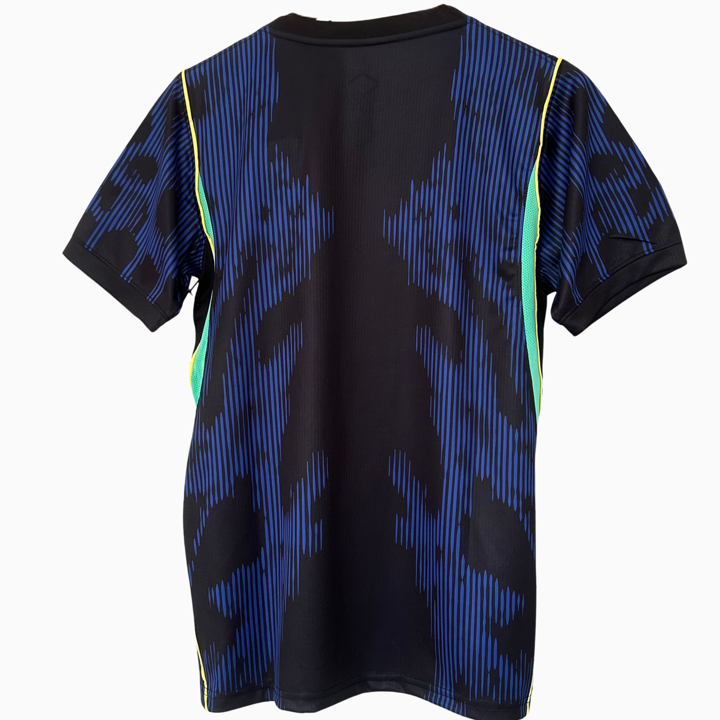 Brazil Away Kit 2026 by ELVN featuring the team's blue jersey with yellow accents and official team logo, displayed on a mannequin.