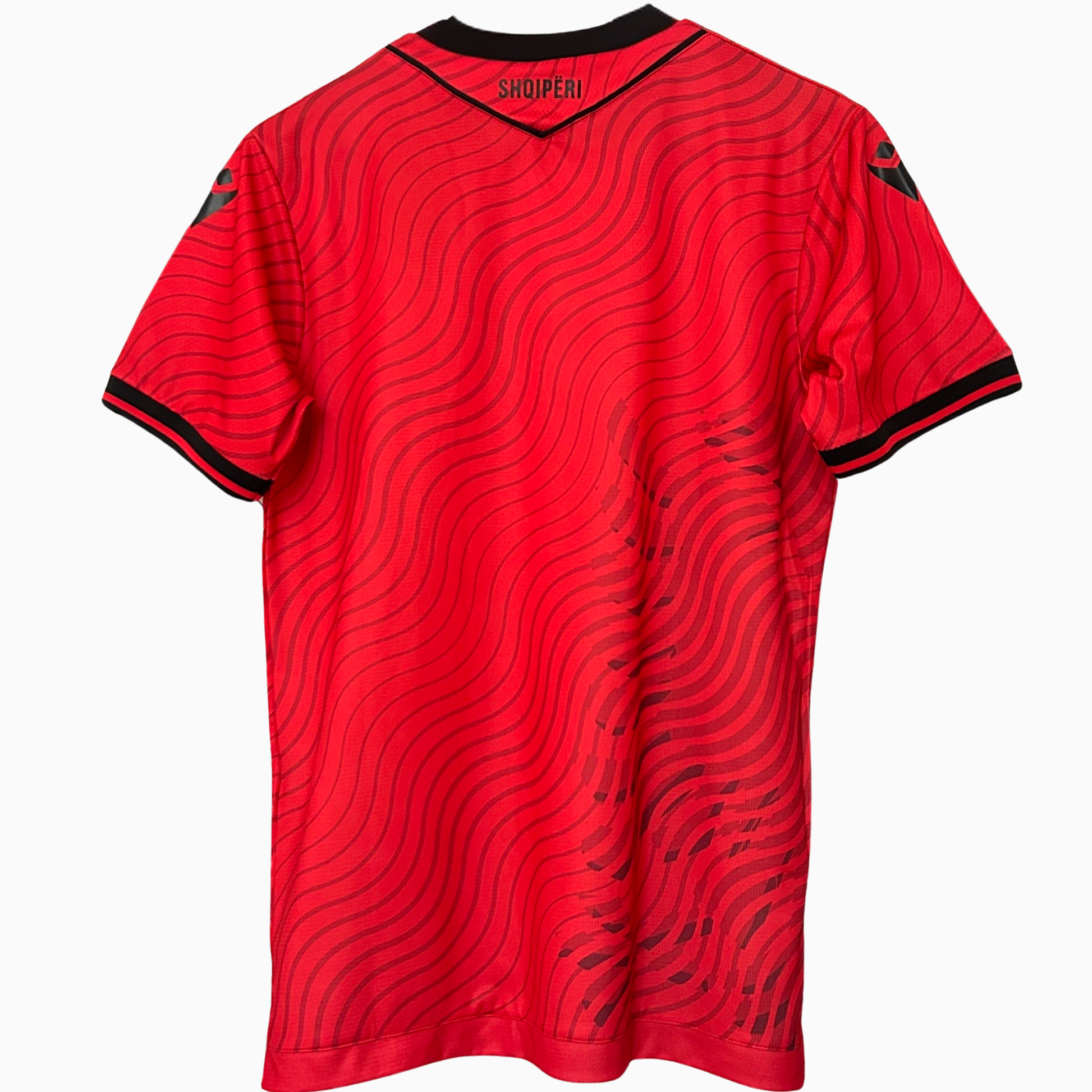 Elvn Albania home football kit for 2026 with team jersey, shorts, and socks displayed on a plain background.