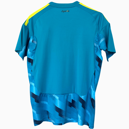 Spain goalkeeper kit 2026 by ELVN, featuring the team jersey with Spain’s emblem and goalkeeper design, displayed on a mannequin.