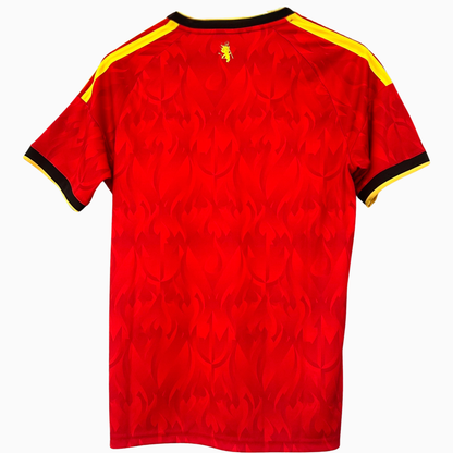 Belgium home kit 2026 soccer jersey by ELVN with team logo, blue and black design, and official branding details.