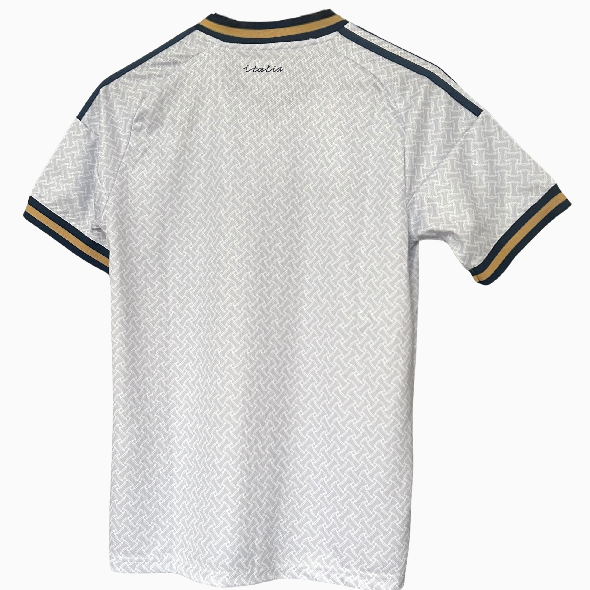 Italy Away Kit 2026 by ELVN featuring a blue jersey with white and red accents, designed for football fans.