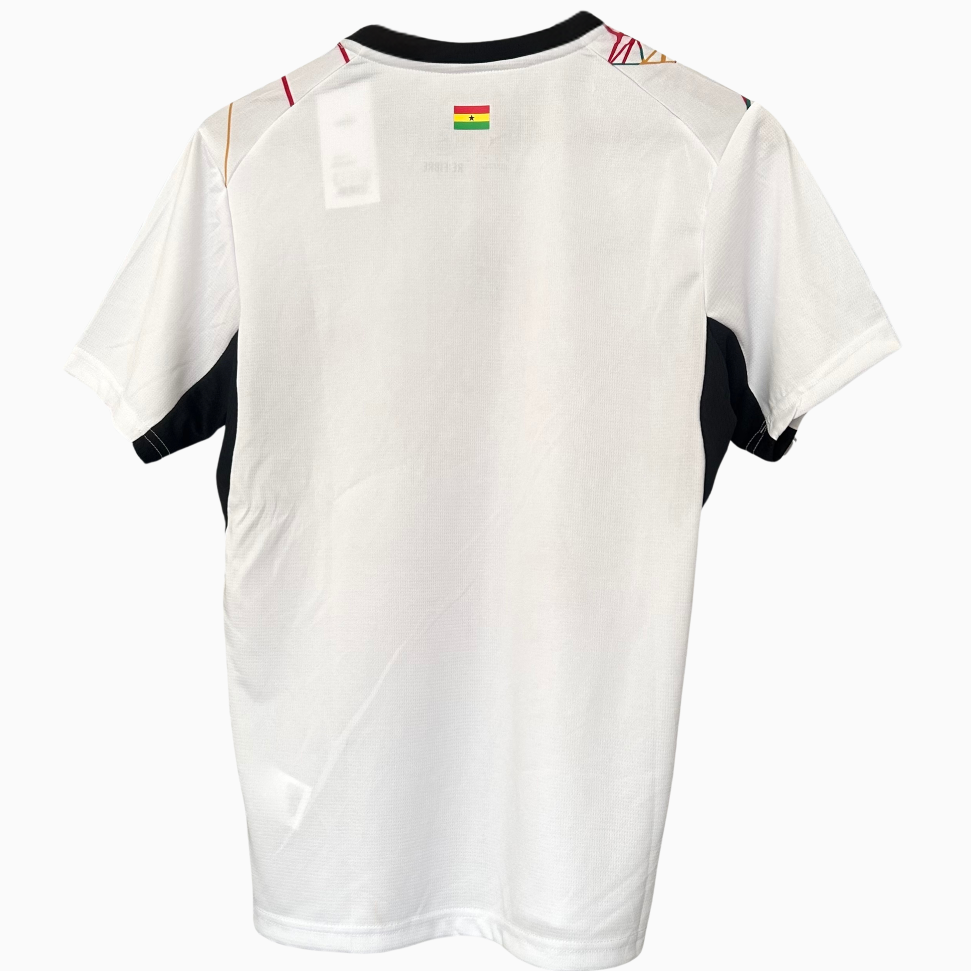Ghana home kit 2026 by ELVN featuring green and white soccer jersey with team crest and sponsor logos.