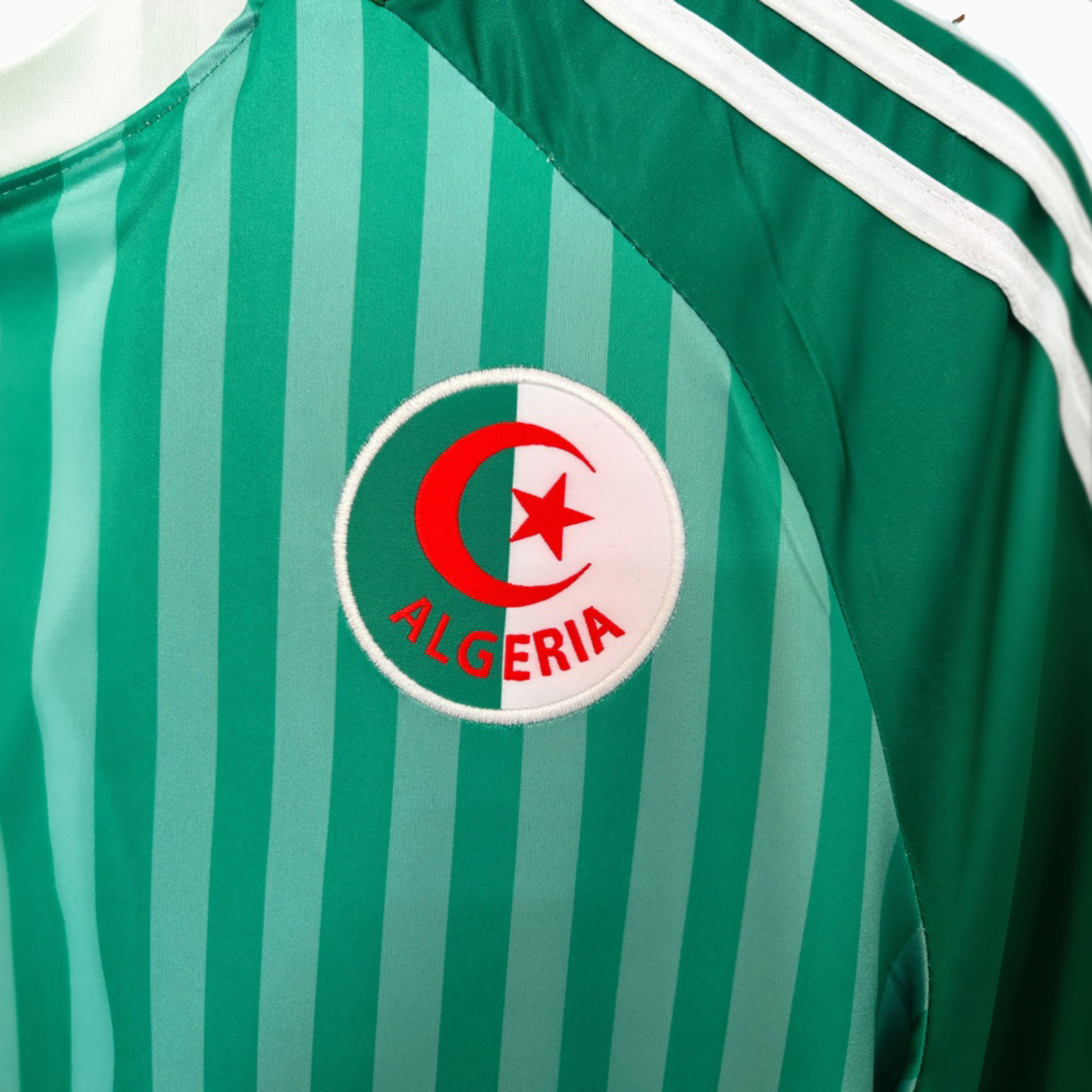 Algeria away soccer kit 2026 by ELVN, featuring the team jersey with green and white design and national emblem.