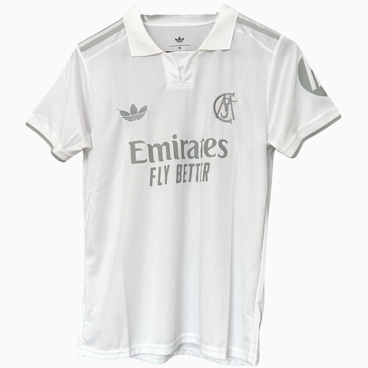 Real Madrid 125th anniversary kit by ELVN, featuring the team’s official jersey with celebratory design and club crest.