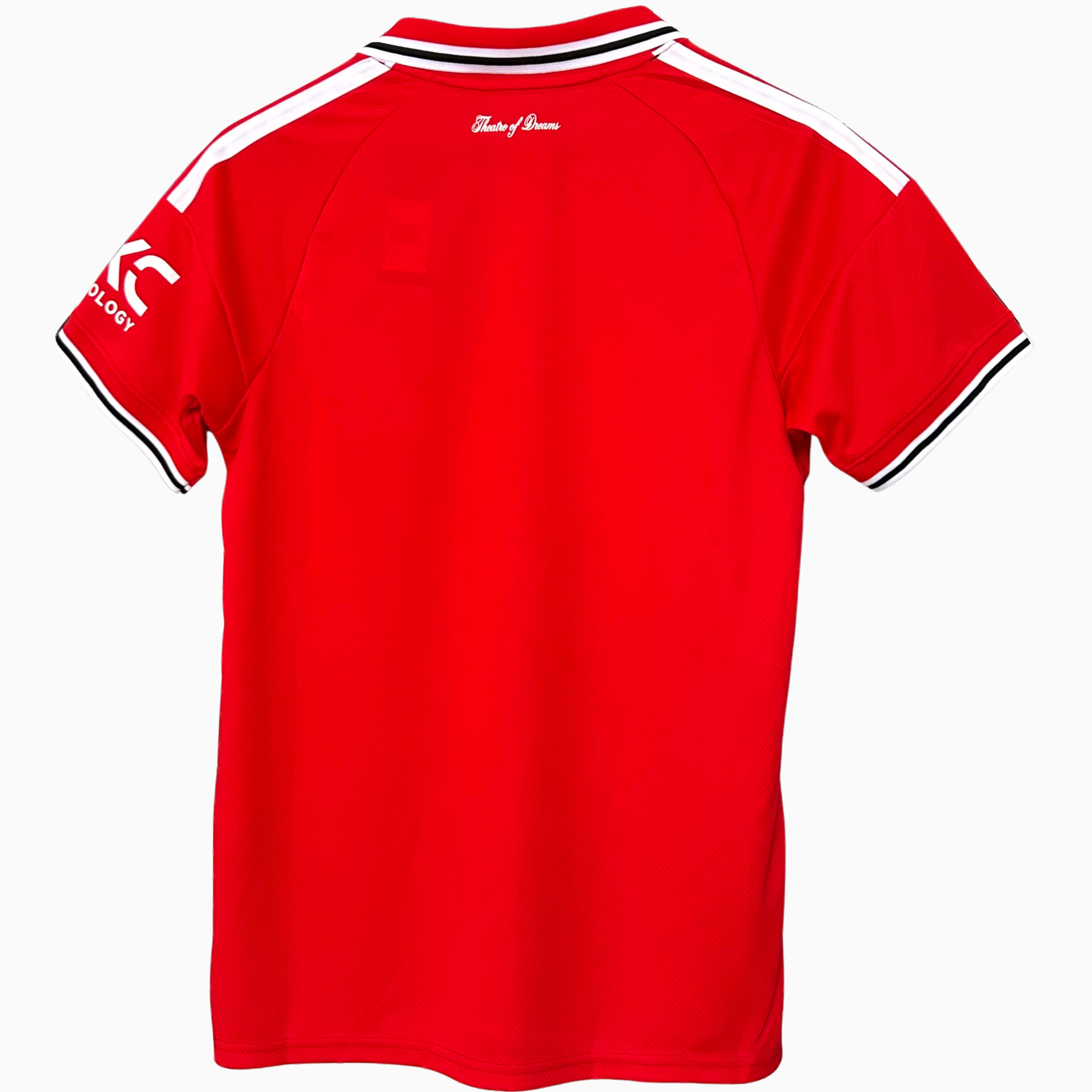 Manchester United home kit 2026/27 by ELVN, featuring the red jersey with team crest and matching shorts and socks.