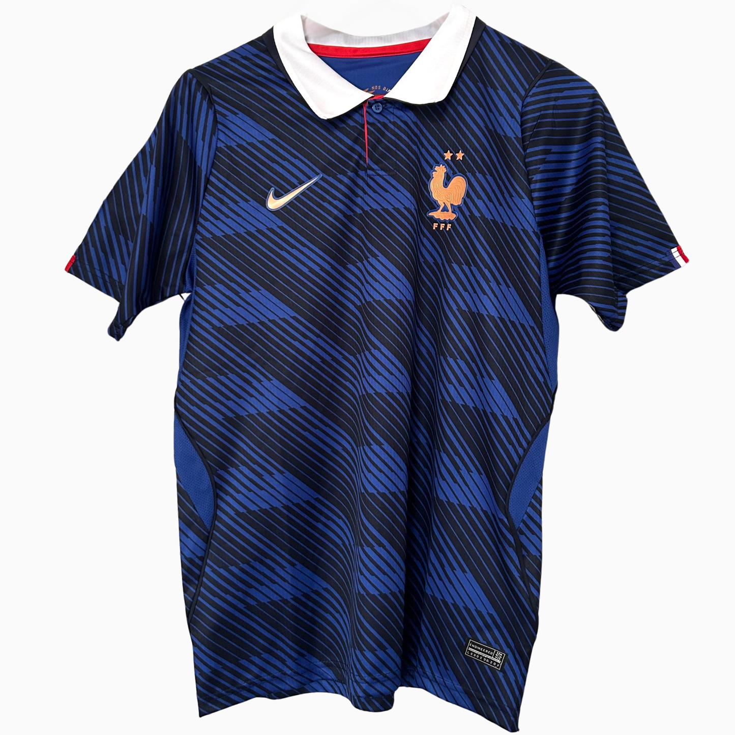 France home kit 2026 by ELVN featuring the team's official jersey with blue, white, and red design and team logo.