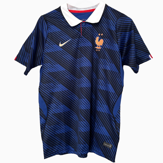 France home kit 2026 by ELVN featuring the team's official jersey with blue, white, and red design and team logo.