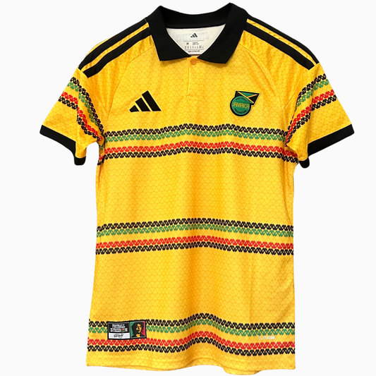 Elvn Jamaica Home Kit 2026 soccer jersey with team logo and vibrant colors, displayed flat on a white background.