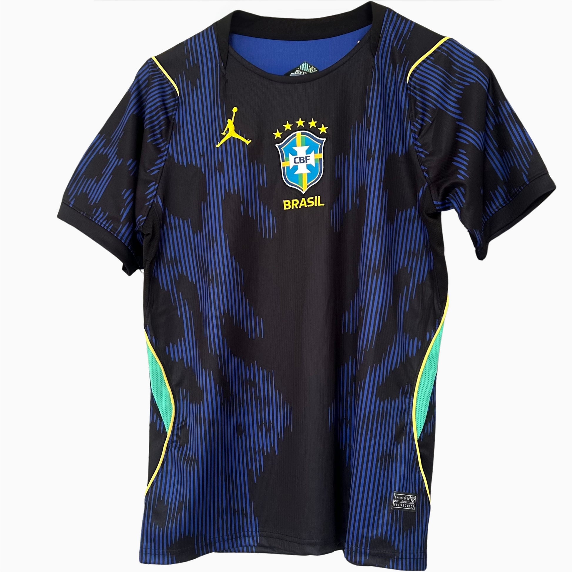 Brazil Away Kit 2026 by ELVN featuring the team's blue jersey with yellow accents and team logo on the front.