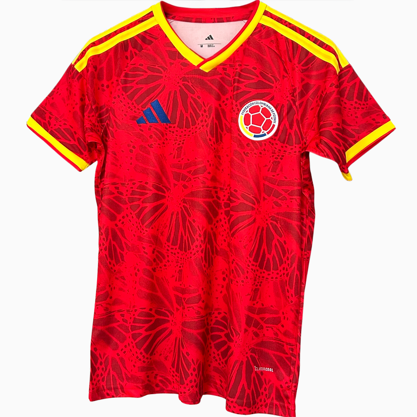 ELVN Colombia pre-match kit 2026 with team jersey and shorts, featuring Colombian colors and logo, on a white background.