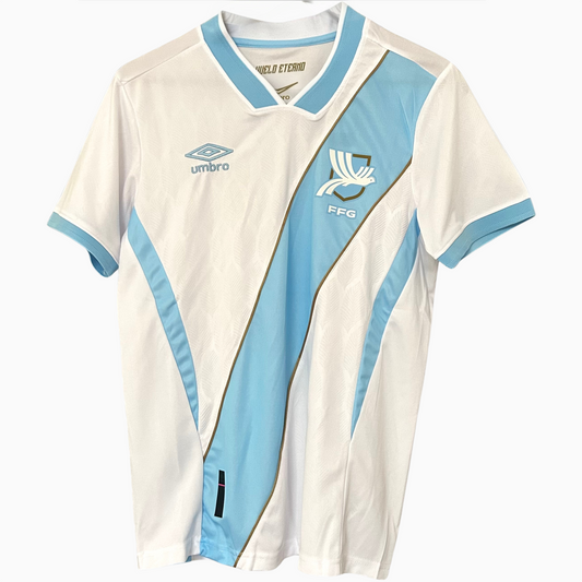 Elvn Guatemala Home Kit 2026 soccer jersey with team logo and vibrant blue and white design, displayed on a plain background.