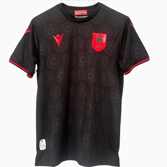 Albania third kit 2026 football jersey by ELVN, featuring team logo and vibrant design, displayed flat on a white background.