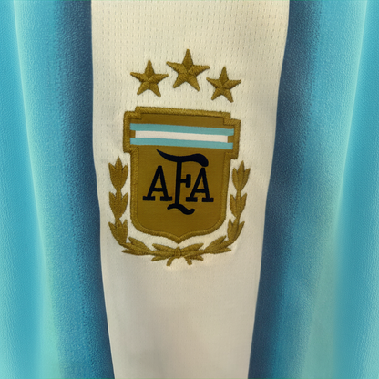 Argentina home football kit 2026 by ELVN featuring the team's iconic blue and white jersey with national crest.