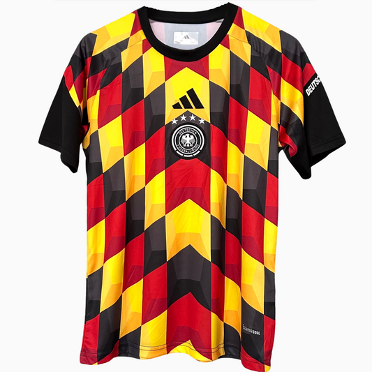 Germany pre-match kit 2026 jersey by ELVN featuring the team’s colors and design, displayed on a plain background.