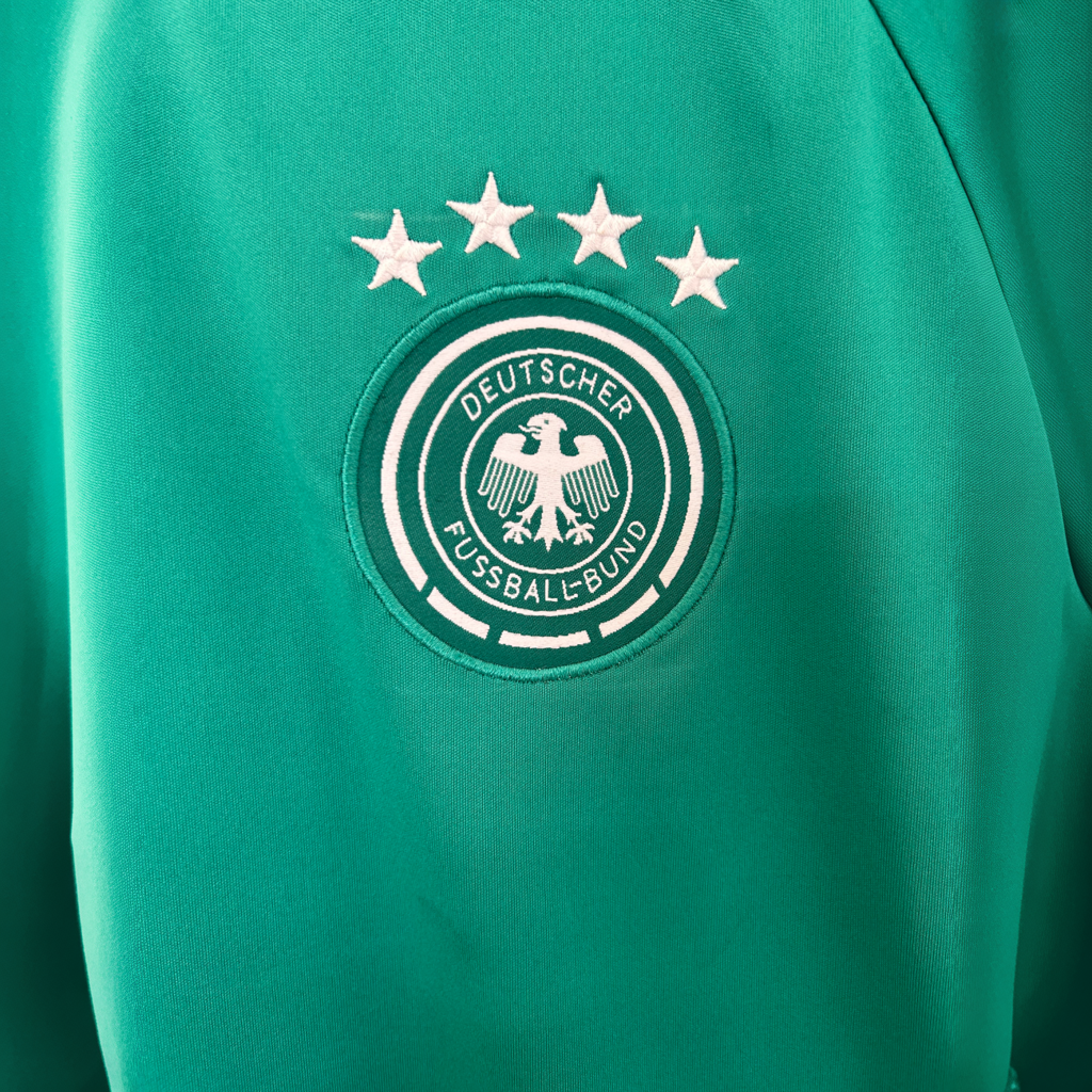 Germany goalkeeper kit 2026 by ELVN, featuring a green jersey with black accents and matching shorts, designed for soccer goalkeepers.
