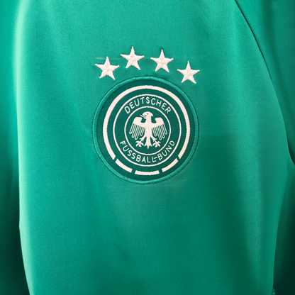 Germany goalkeeper kit 2026 by ELVN, featuring a green jersey with black accents and matching shorts, designed for soccer goalkeepers.