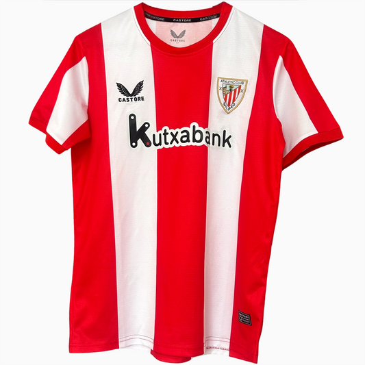 ELVN Athletic Bilbao home kit 2026/27 jersey with red and white stripes, featuring team badge and athletic design.