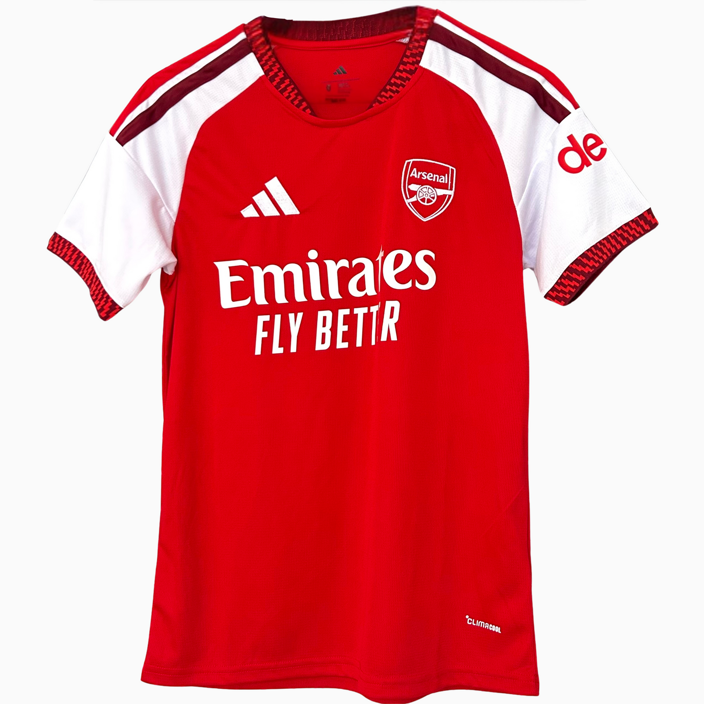 ELVN Arsenal home kit 2026/27 featuring the team's jersey with club crest and matching shorts on a display mannequin.