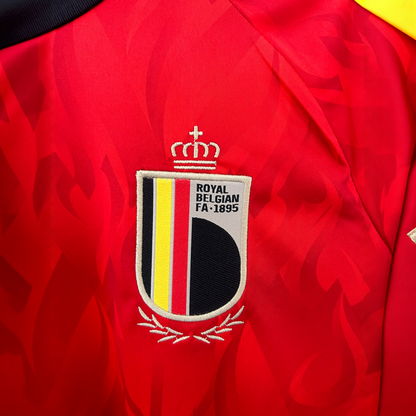 Belgium home soccer kit for 2026 by ELVN, featuring the team's jersey and shorts with national colors and emblem.