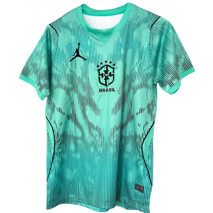 ELVN Brazil X Jordan goalkeeper kit featuring a vibrant jersey with Brazil and Jordan logos on a football kit.