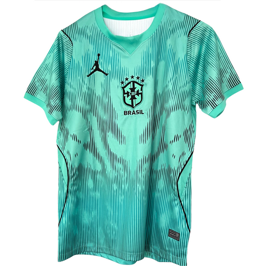 ELVN Brazil X Jordan goalkeeper kit featuring a vibrant jersey with Brazil and Jordan logos on a football kit.