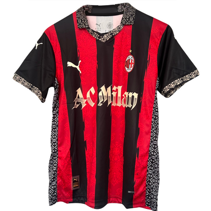 AC Milan Rosso Nero football kit by ELVN, featuring the team jersey with red and black colors and team logo.