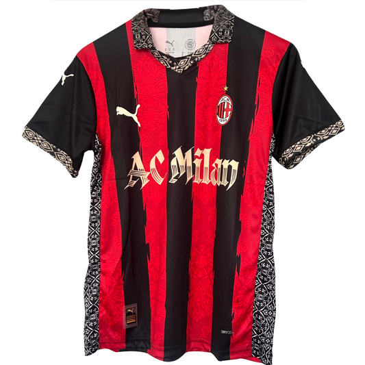 AC Milan Rosso Nero football kit by ELVN, featuring the team jersey with red and black colors and team logo.