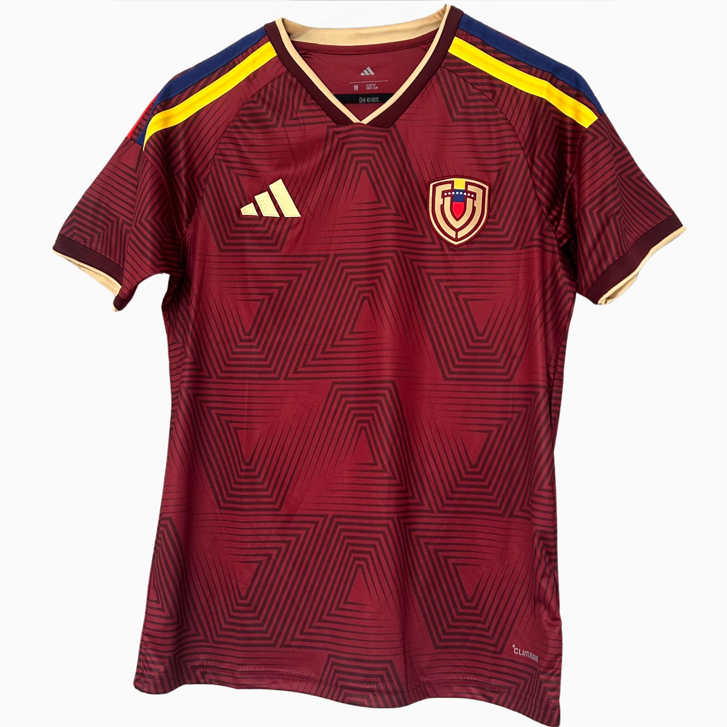VENEZUELA home soccer kit 2026 by ELVN, featuring the team's jersey with national colors and logo displayed.