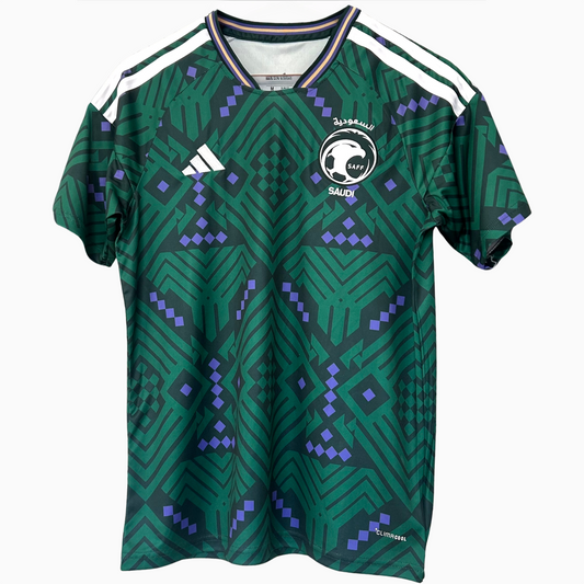 Saudi Arabia home soccer kit 2026 by ELVN, featuring the team jersey with national emblem and team colors.