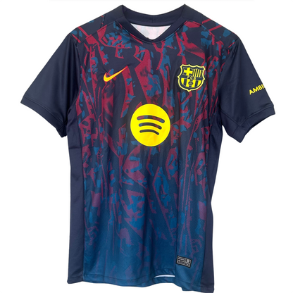 Elvn FC Barcelona pre-match kit for 2025/26 featuring team jersey, shorts, and socks in blue and claret colors.