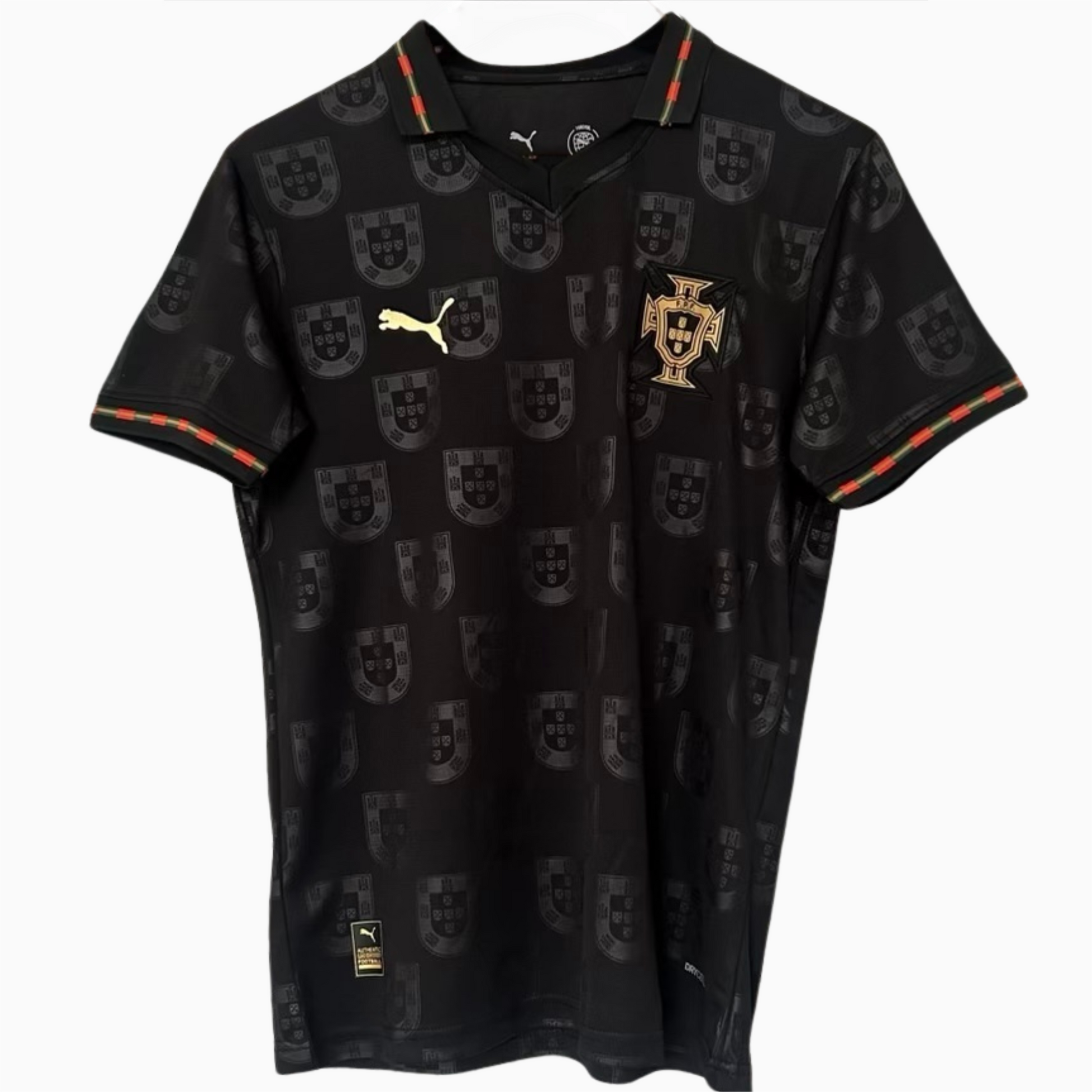ELVN Portugal Black Panther Heritage Kit featuring a sleek black panther design on a sports jersey with Portugal branding.